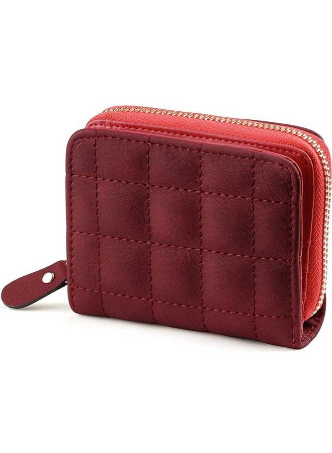 سيجا محفظة SYGA صغيرة من الجلد الصناعي بسحاب للنساء، أحمر - بنمط منقوش - Image 1