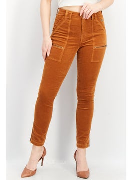 Women Regular Fit Textured Pants, Brown