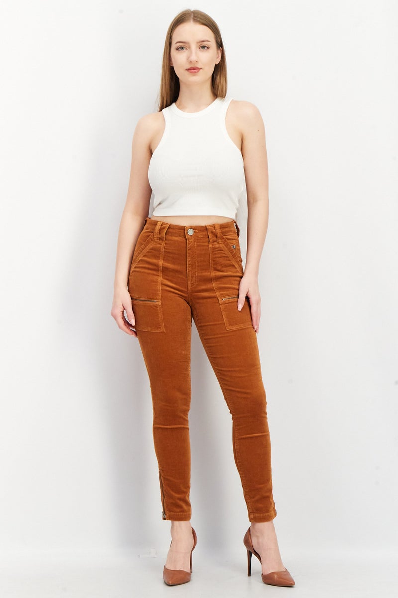 joie Women Regular Fit Textured Pants, Brown - Image 3