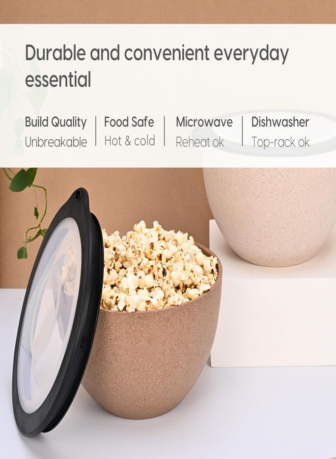 Eha Earth Friendly Mixing Bowls for Kitchen | Serving Bowls with Lid | Microwave Safe Bowl Set | Storage Bowls Made with Rice Husk & Bamboo Fibers | 2900Ml | Set of 2 | Sand-Tortilla, Lilac - Image 4