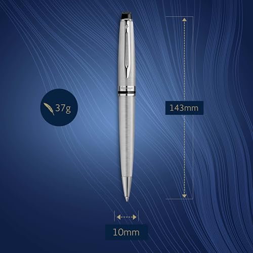 Waterman Expert Ballpoint Pen, Stainless Steel with Chrome Trim, Medium Nib with Blue Ink Cartridge, Gift Box - Image 3