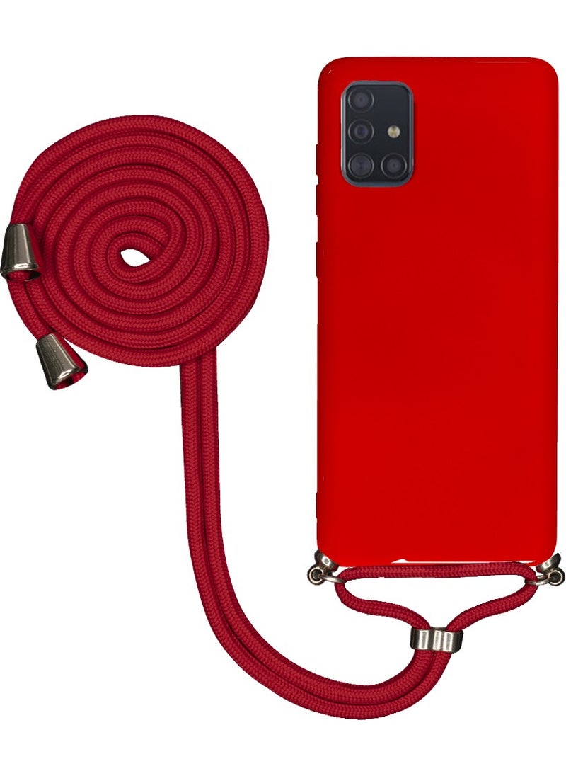 TahTicMer Samsung Galaxy A51 A515 Compatible Case Silicone Neck Strap Rope Launch Cover Colorful Tpu 