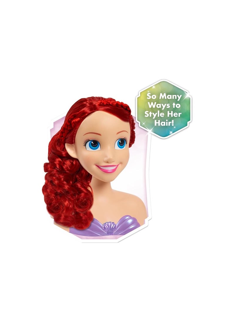 Just Play Disney Princess Ariel Small Styling Head – 8" Doll Head with Brush, Hair Comb & Bands for Kids  - Image 3