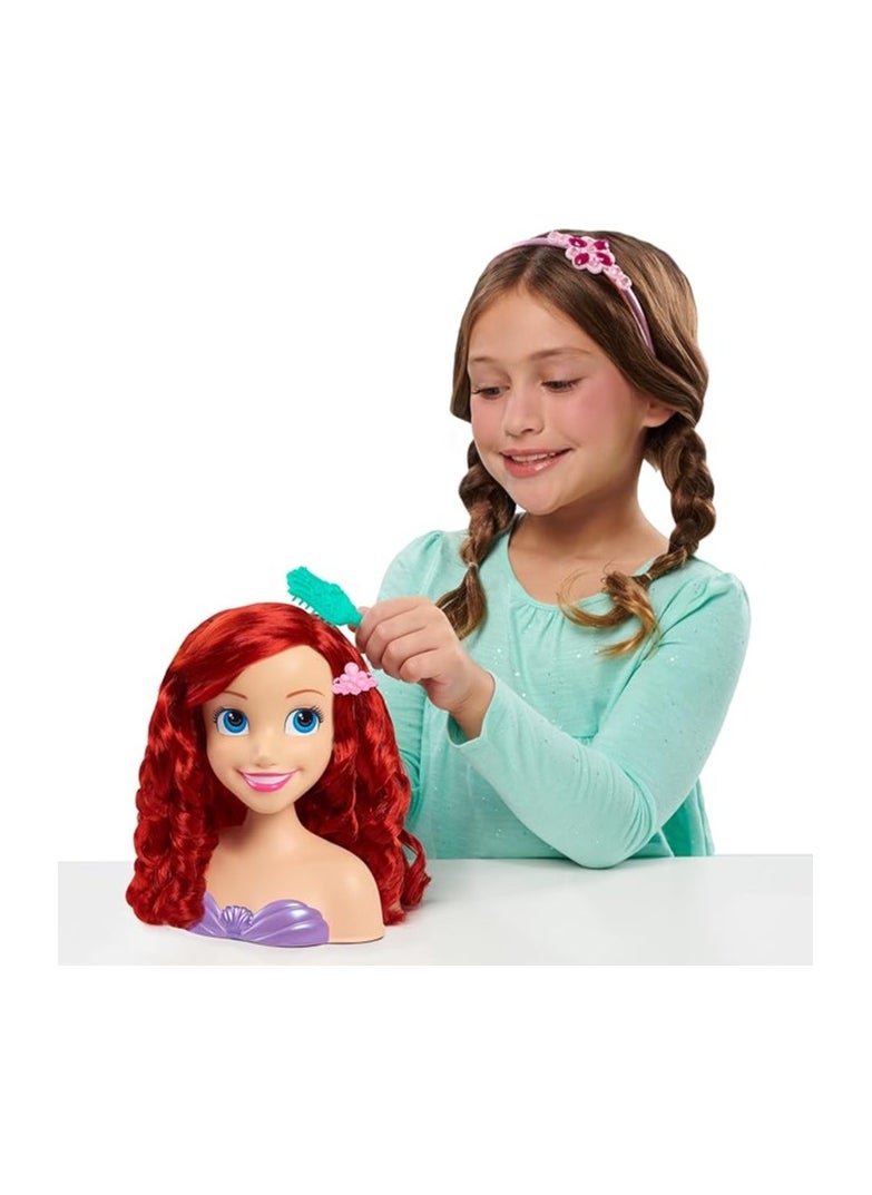 Just Play Disney Princess Ariel Small Styling Head – 8" Doll Head with Brush, Hair Comb & Bands for Kids  - Image 2