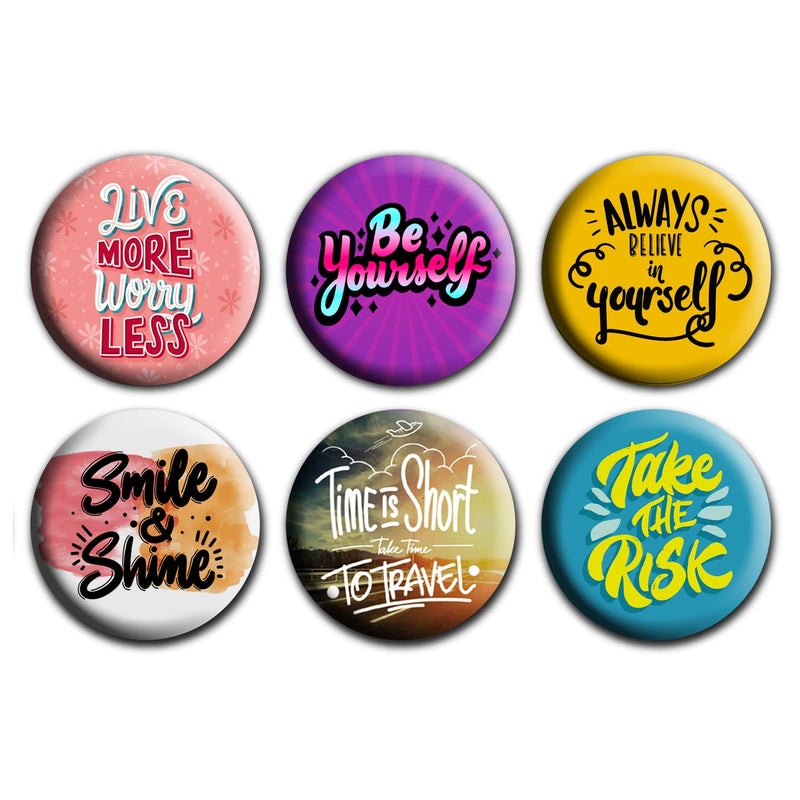 exciting Lives - Funky Fashion Badges Set Of Six - Gift for Birthday, Travelers, Party - Gift for SIster, Brother, Friend, Relative, Family - Image 1
