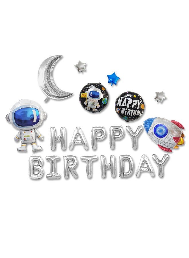 أورجنيزر بالون الفضاء الخارجي مجموعة الفضاء الخارجي الطرف الديكور رائد الفضاء صاروخ سفينة الفضاء بالون الطفل مع كبير رمادي فضي بالون الفضاء الجسم الغريب عيد ميلاد الحزب المجرة الشمسية الكواكب - Image 1