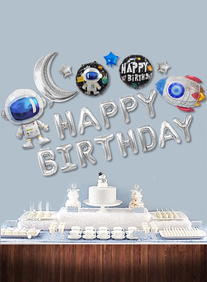 أورجنيزر بالون الفضاء الخارجي مجموعة الفضاء الخارجي الطرف الديكور رائد الفضاء صاروخ سفينة الفضاء بالون الطفل مع كبير رمادي فضي بالون الفضاء الجسم الغريب عيد ميلاد الحزب المجرة الشمسية الكواكب - Image 3