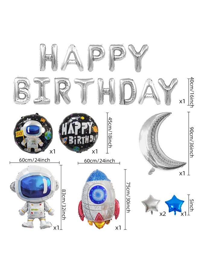 أورجنيزر بالون الفضاء الخارجي مجموعة الفضاء الخارجي الطرف الديكور رائد الفضاء صاروخ سفينة الفضاء بالون الطفل مع كبير رمادي فضي بالون الفضاء الجسم الغريب عيد ميلاد الحزب المجرة الشمسية الكواكب - Image 2