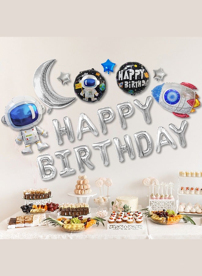 أورجنيزر بالون الفضاء الخارجي مجموعة الفضاء الخارجي الطرف الديكور رائد الفضاء صاروخ سفينة الفضاء بالون الطفل مع كبير رمادي فضي بالون الفضاء الجسم الغريب عيد ميلاد الحزب المجرة الشمسية الكواكب - Image 4