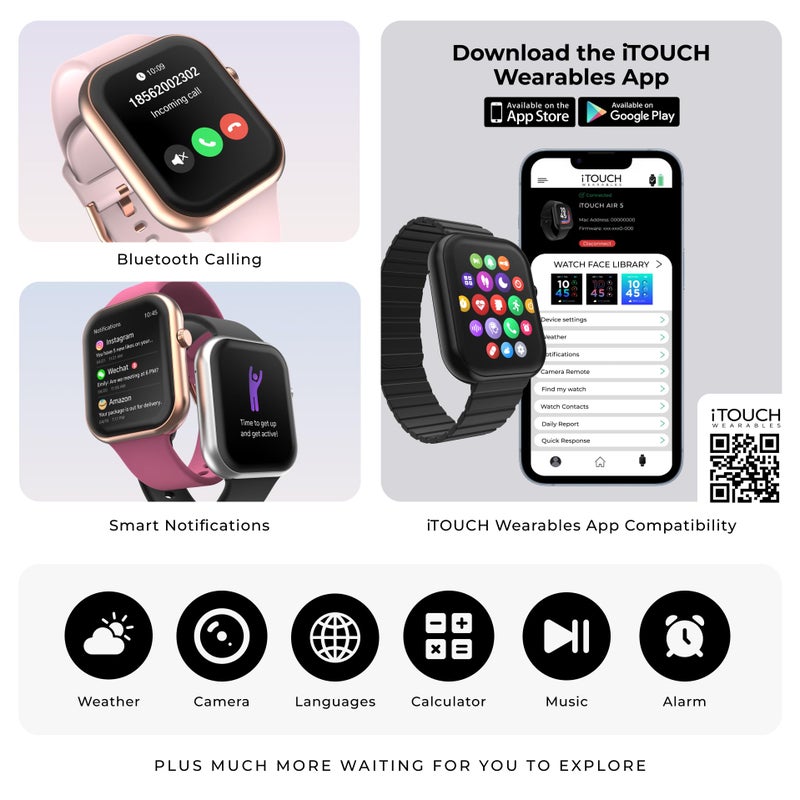 iTouch AIR 5 Smartwatch â€“ 1.85â€ AMOLED Display, Bluetooth Calling, 100+ Sport Modes, Heart Rate, SPOâ‚‚, Stress & Sleep Tracking, IP68 Water Resistant, 7-Day Battery Life â€“ for Android & iOS - Image 5