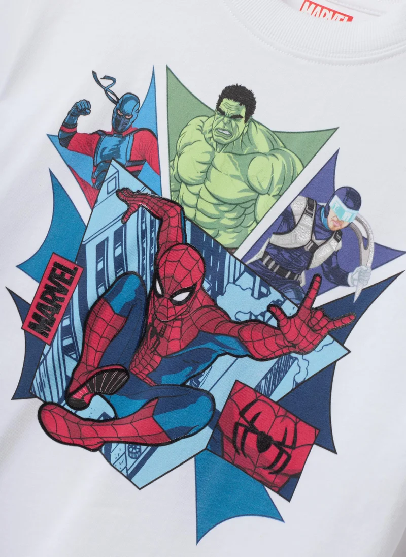 Ovs  OVS White Oversized Pure Cotton Spider-Man Print T-Shirt For Boys for Men | Best Price UAE