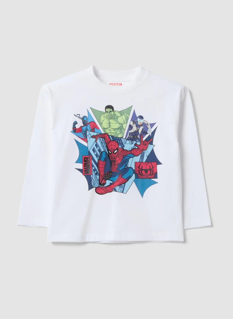 Ovs OVS White Oversized Pure Cotton Spider-Man Print T-Shirt For Boys