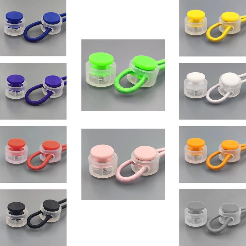woobles 100pcs Plastic Round Cord Locks,Toggle Hole Spring Stop Fastener,Spring Fastener Cord Lock Hole Round Toggle End for Backpacks,Lanyard,Clothes,Shoes,DIY Handmade(10 Colour) - Image 3