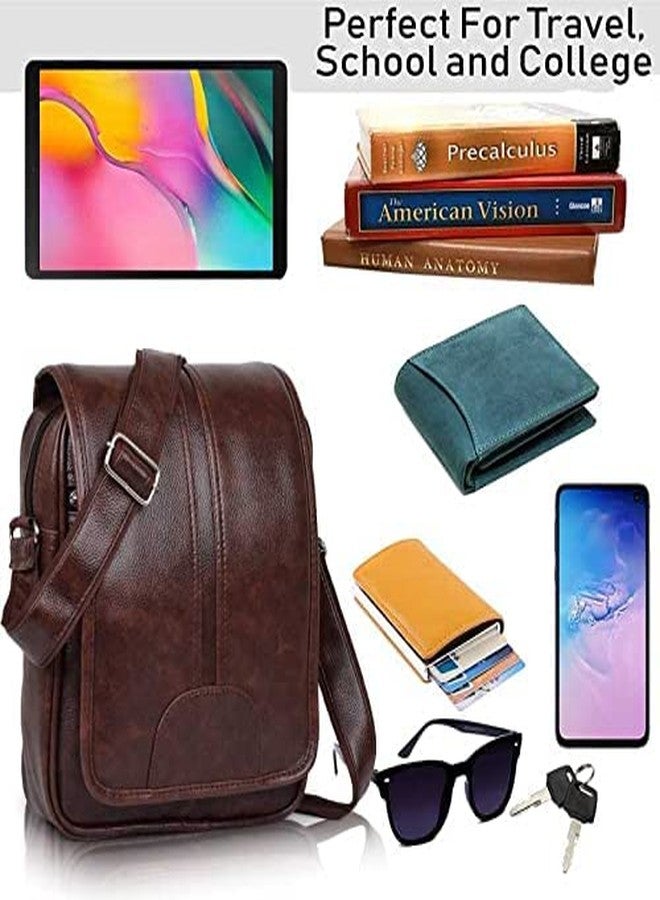 FUTURE X PU Synthetic Leather Stylish Men's Sling Bag Cross Body Travel Office Business messenger Laptop Bag (Brown) - Image 5