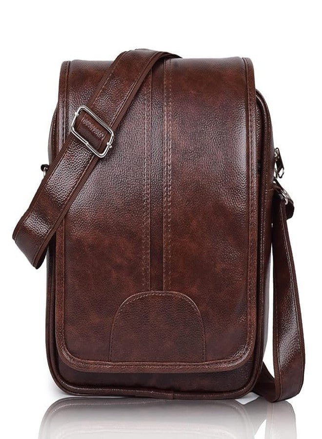 FUTURE X PU Synthetic Leather Stylish Men's Sling Bag Cross Body Travel Office Business messenger Laptop Bag (Brown) - Image 1