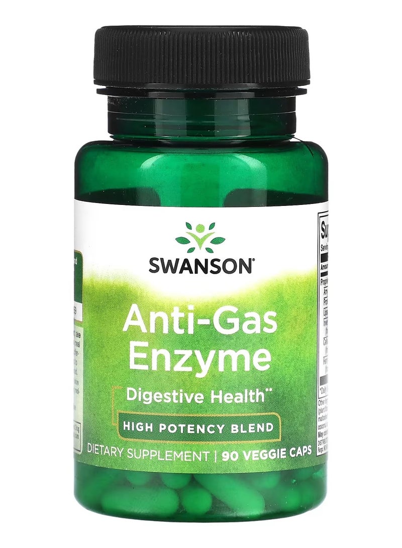 Swanson, Anti-Gas Enzyme, High Potency Blend, 90 Veggie Caps