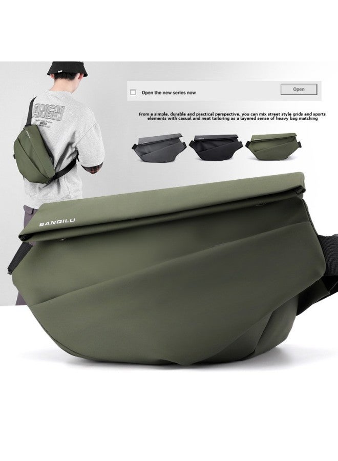 Men's Crossbody Shoulder Bag Fashionable Casual Sports Bicycle Riding Bag Urban Minimalist Style Leather Pure Color Backpack-Color:Gray Magnetic Closure  - Image 2