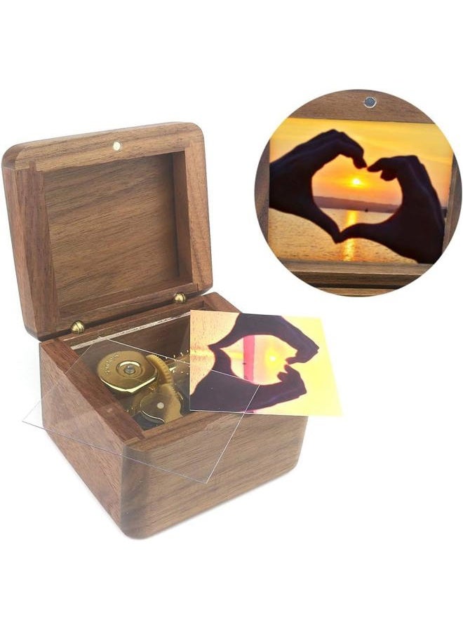 Sinzyo Natural Wooden Music Box with Customizable Photos Wind Up Musical Box Gifts for Christmas,Birthday and Valentine's Day(Simple Walnut, Tone:Can't Help Falling in Love) - Image 5