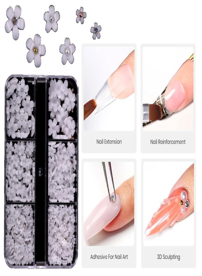 HUDA GIRL nail art kit for women - dry flowers for resin art with 3D Floral Charms, White Flower & Gold Silver Nail Ball Beads, Resin Flowers, Stones - nail art sticker for Girls - Image 4