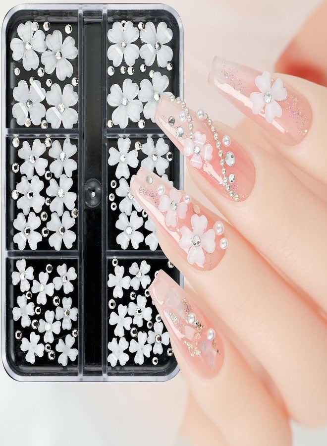 HUDA GIRL nail art kit for women - dry flowers for resin art with 3D Floral Charms, White Flower & Gold Silver Nail Ball Beads, Resin Flowers, Stones - nail art sticker for Girls - Image 1