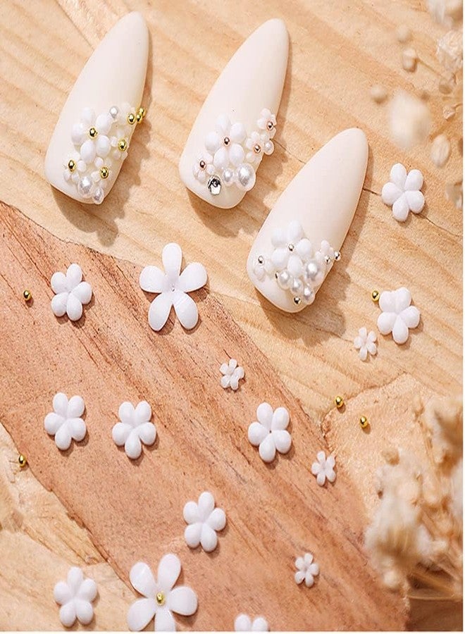 HUDA GIRL nail art kit for women - dry flowers for resin art with 3D Floral Charms, White Flower & Gold Silver Nail Ball Beads, Resin Flowers, Stones - nail art sticker for Girls - Image 5