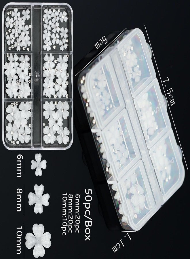 HUDA GIRL nail art kit for women - dry flowers for resin art with 3D Floral Charms, White Flower & Gold Silver Nail Ball Beads, Resin Flowers, Stones - nail art sticker for Girls - Image 3