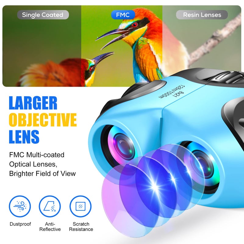 LET'S GO! Binoculars for Kids Boys, Outdoor Toys for 3-9 Year Old Boy New Best Gifts for 3-9 Year Old Boys Christmas Xmas Stocking Stuffers Fillers for Boy Blue - Image 4