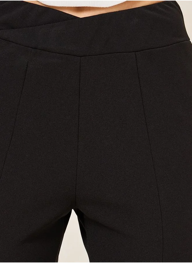 ستايلي Bell Bottom Flared Knit Pants with Split Hem