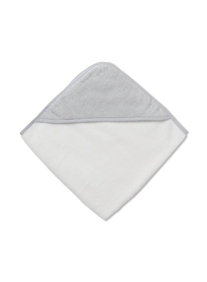 MORI Baby Boys and Girls Hooded Bath Towel in White and Grey - 100% Organic Micro Cotton Unisex Infant Blanket - Absorbent & Quick Drying - 75 x 75 cm - Image 2