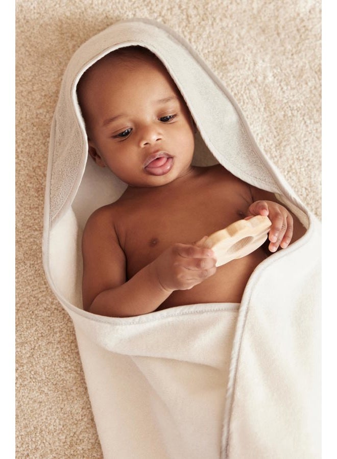 MORI Baby Boys and Girls Hooded Bath Towel in White and Grey - 100% Organic Micro Cotton Unisex Infant Blanket - Absorbent & Quick Drying - 75 x 75 cm - Image 4