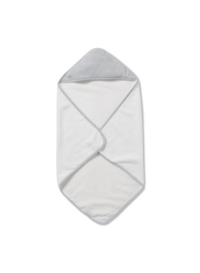 MORI Baby Boys and Girls Hooded Bath Towel in White and Grey - 100% Organic Micro Cotton Unisex Infant Blanket - Absorbent & Quick Drying - 75 x 75 cm - Image 1