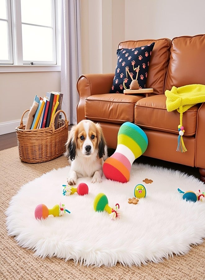 SquarezhenBo 2 Pcs Colourful Dog Plush Vocal Toy, Puppy Chew Bones, Rainbow Dog Bone-Shape Chewing Toy Pet Supplies for Pet Playing Use Adorable Quality and Practical Attractive and Professional Dogs Chew Toys - Image 5