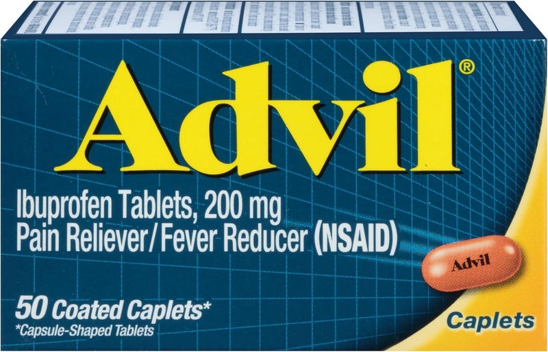 Advil أدفيل مسكن للألم وخافض للحرارة، دواء مسكن للألم مع إيبوبروفين 200 ملغ لصداع الرأس، آلام الظهر، آلام الدورة الشهرية وتخفيف آلام المفاصل - 50 قرص مغلف
