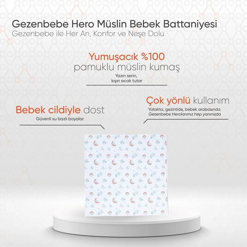 Gezenbebe Hero Muslin Baby Blanket (120X120) Elephant