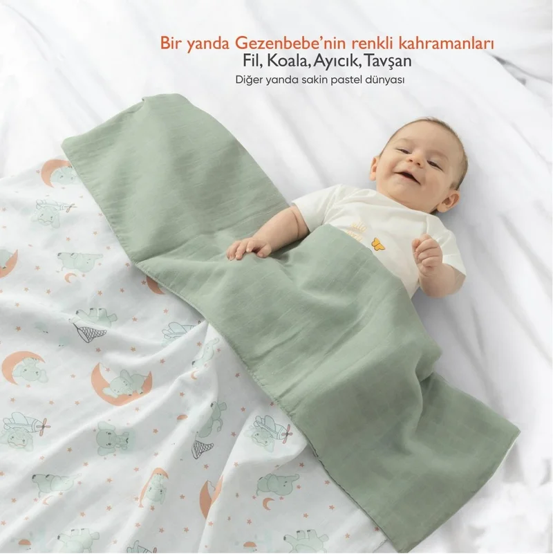 Gezenbebe Hero Muslin Baby Blanket (120X120) Elephant