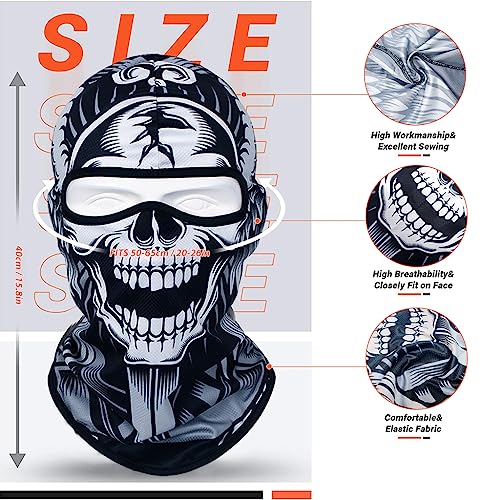 Optifit® Black Balaclava Fun Skull Face Mask Outdoor Windproof All Cover Hat Quick Dry Face Mask Hat Motocycle Riding Gear Sun Portection Balaclava Face Mask for Outdoor Activities - Image 4