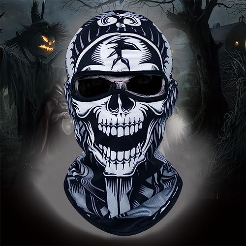 Optifit® Black Balaclava Fun Skull Face Mask Outdoor Windproof All Cover Hat Quick Dry Face Mask Hat Motocycle Riding Gear Sun Portection Balaclava Face Mask for Outdoor Activities - Image 2