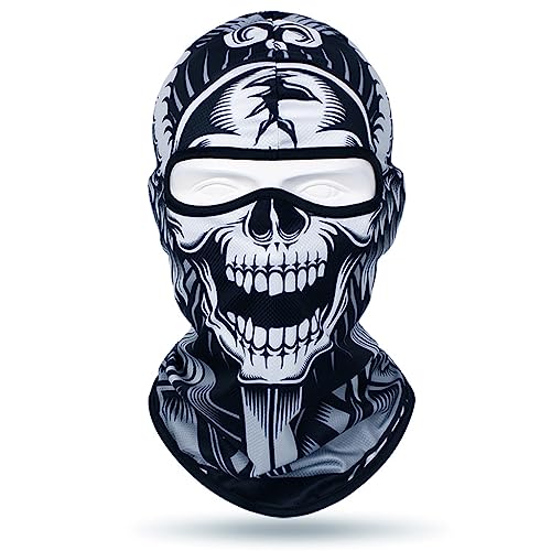 Optifit® Black Balaclava Fun Skull Face Mask Outdoor Windproof All Cover Hat Quick Dry Face Mask Hat Motocycle Riding Gear Sun Portection Balaclava Face Mask for Outdoor Activities - Image 1