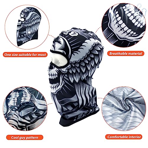 Optifit® Black Balaclava Fun Skull Face Mask Outdoor Windproof All Cover Hat Quick Dry Face Mask Hat Motocycle Riding Gear Sun Portection Balaclava Face Mask for Outdoor Activities - Image 3