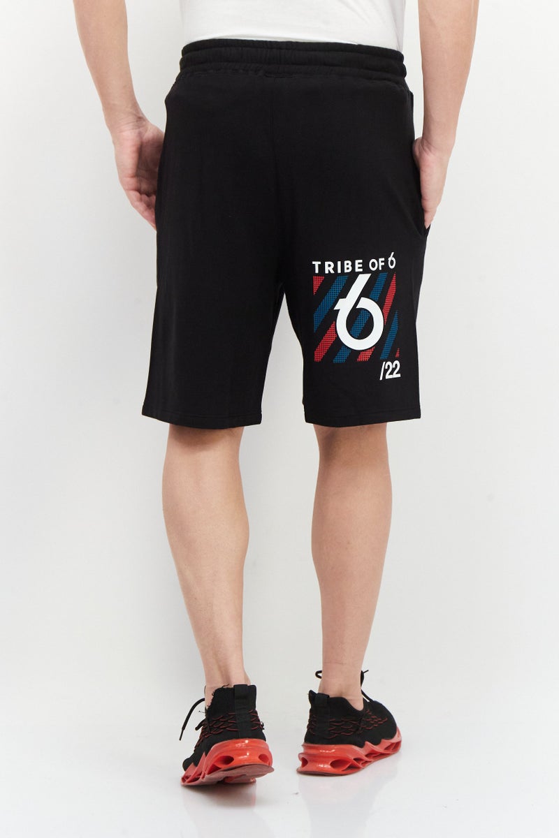 TRIBE OF 6 Men Sportswear Fit Football Shorts, Black - Image 3