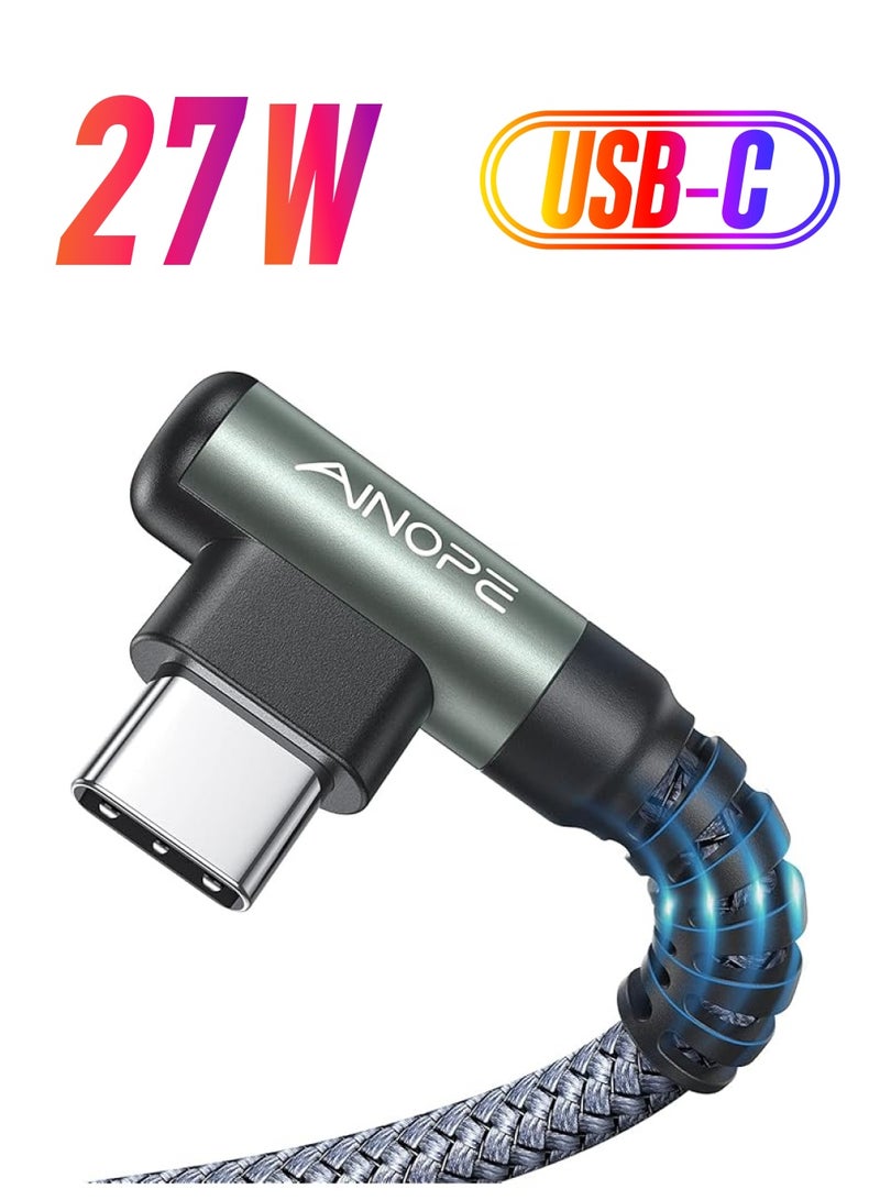 Ainope كابل شاحن USB C ، [عبوة 2 ، 6.6 قدم] شاحن سريع USB C بزاوية 3.1A ، كابل USB إلى USB C متين مضفر من النايلون يناسب شاحن سامسونج جالاكسي S10 S9 بلس S21 ، نوت 10 9 A51 ، LG - Image 1