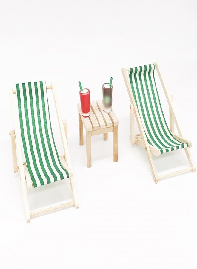 ccHuDE 3 Pcs Miniature Beach Chairs Mini Wooden Chairs Doll House Beach Chairs Small Dollhouse Chairs Foldable Chairs Tiny Craft Chairs for Decorations - Image 2