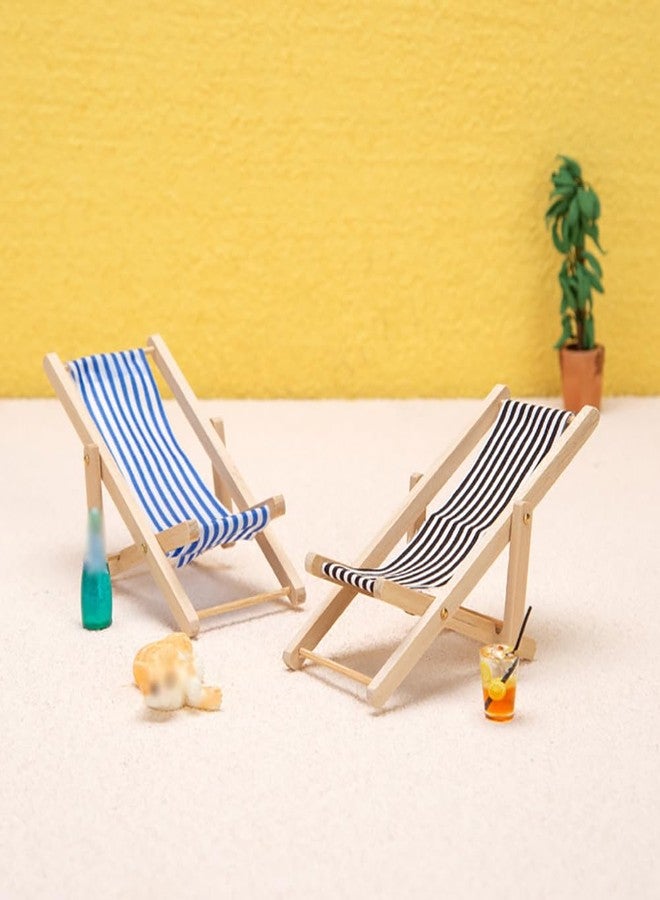 ccHuDE 3 Pcs Miniature Beach Chairs Mini Wooden Chairs Doll House Beach Chairs Small Dollhouse Chairs Foldable Chairs Tiny Craft Chairs for Decorations - Image 3