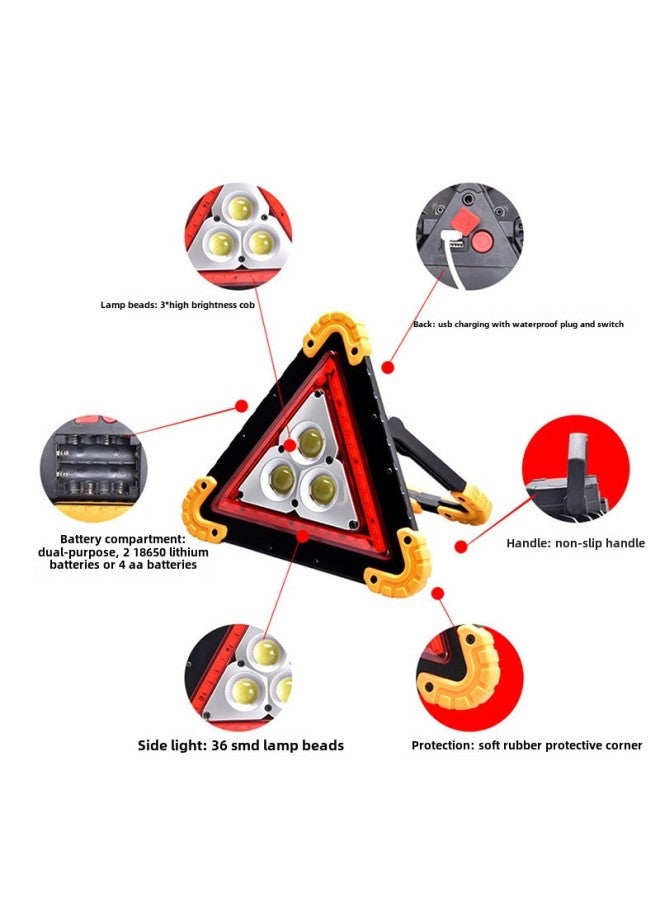 إسكدنيا مصباح عمل COB مثلث صيانة السيارات إصلاح ضوء تحذير USB قابلة لإعادة الشحن مصباح يدوي للطوارئ في الهواء الطلق ضوء التخييم - اللون: يجب أن تكون مجهزة ببطاريات ~ 18650 بطاريات قابلة لإعادة الشحن - Image 4