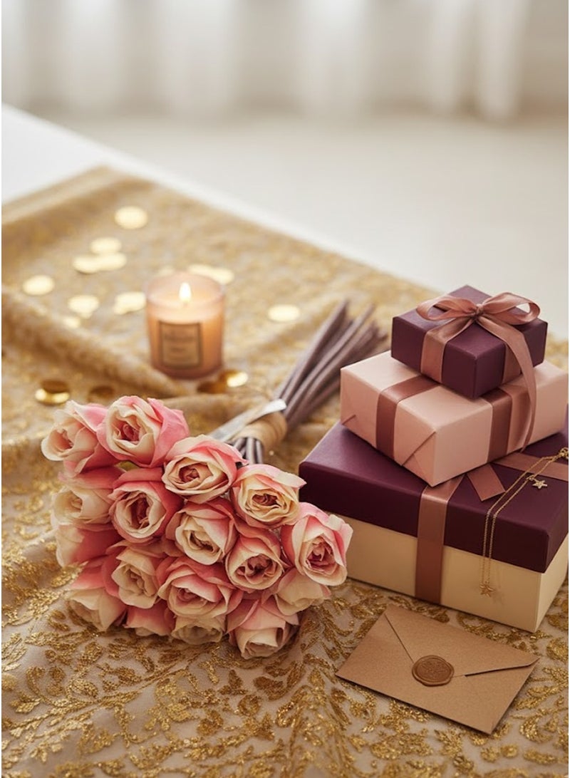 سي او أرماء باقة من أزهار ورود صناعية وردي - Image 1