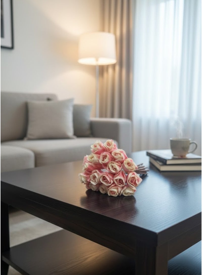 سي او أرماء باقة من أزهار ورود صناعية وردي - Image 5