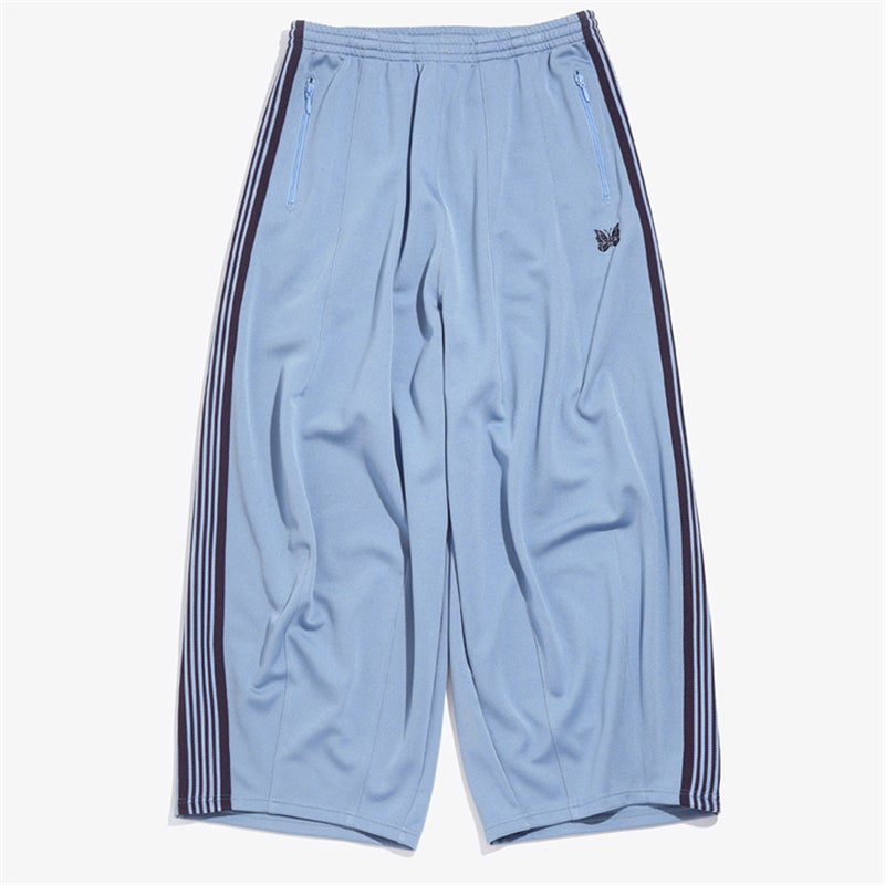 Needles track butterfly embroidery straight tube chubby pants European and American OS wide version lantern casual sports wide leg pants Blue European and American H.D