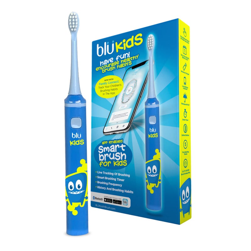 Blu Smart Bluetooth Enabled Kids Toothbrush with Live Tracking App to Teach Children Healthy Brushing Habits, Share Results with Your Dentist (Blue). Wireless Rechargeable Electric. - Image 1