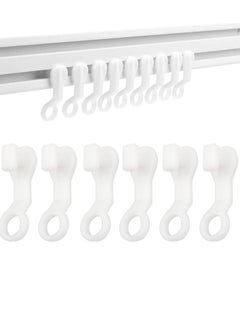 Y&D 100 Pcs Curtain Hooks Plastic White Gliders Shower Rings and for Smooth Easy Opening Closing 2.7x0.8cm  - Image 1
