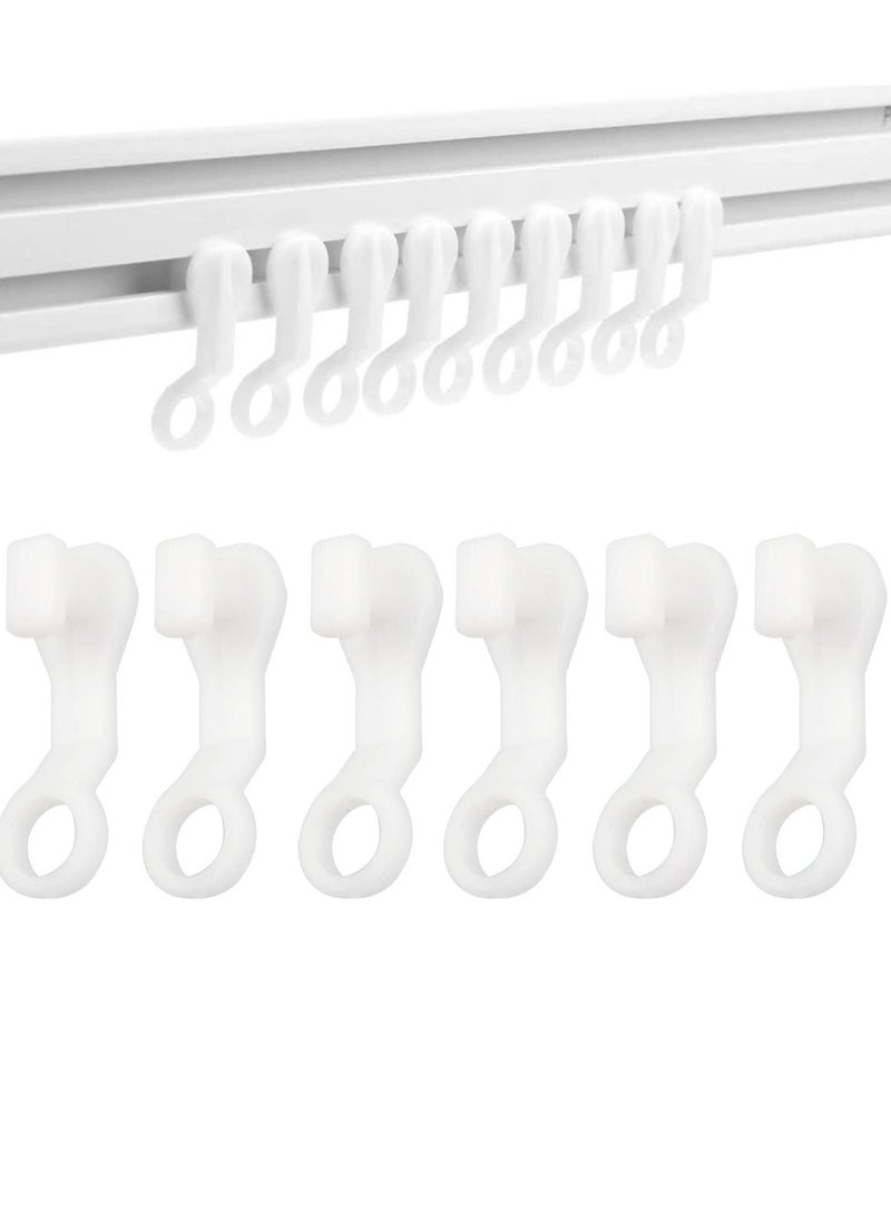 Y&D - 100 Pcs Curtain Hooks Plastic White Gliders Shower Rings and for Smooth Easy Opening Closing 2.7x0.8cm - Image 1